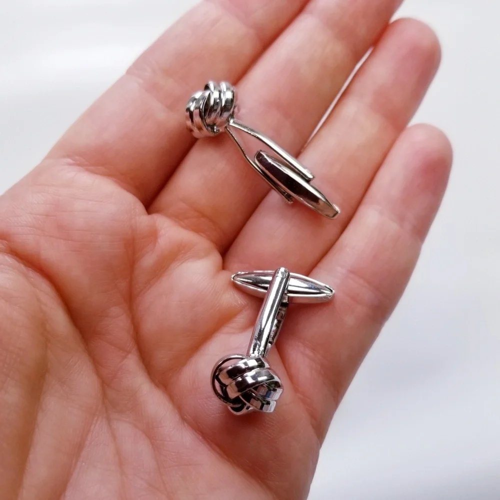 Stainless Steel Classic Round Knot Cufflinks